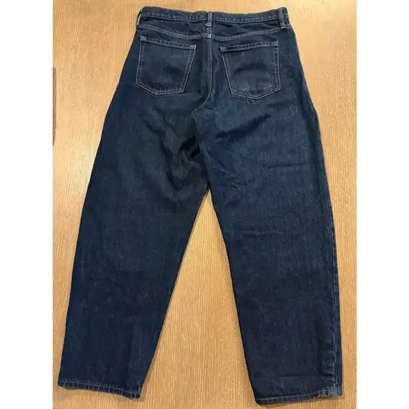 Banana Republic Jeans Women 30 Dark Wash Ultra High Rise Barrel Leg Button Fly - Picture 2 of 10